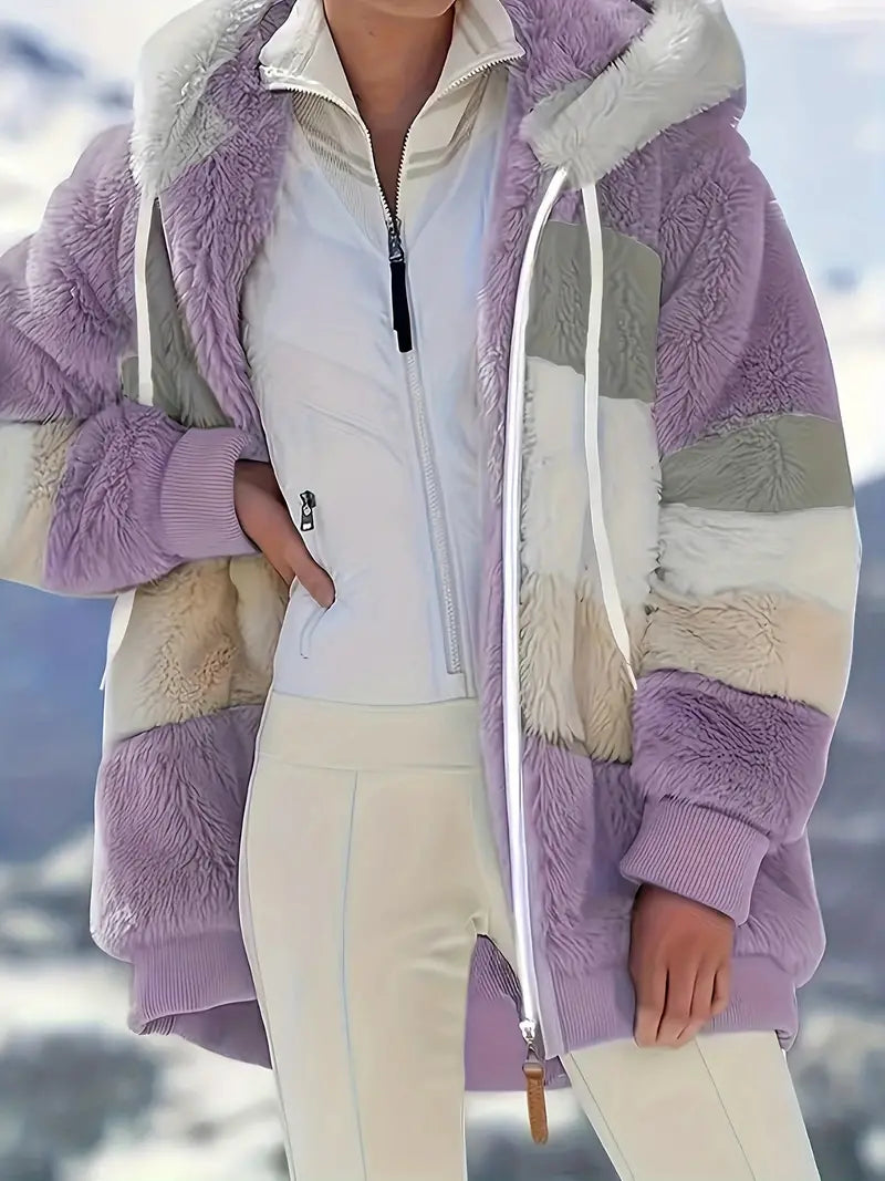 Elina - Veste Teddy à blocs de couleurs