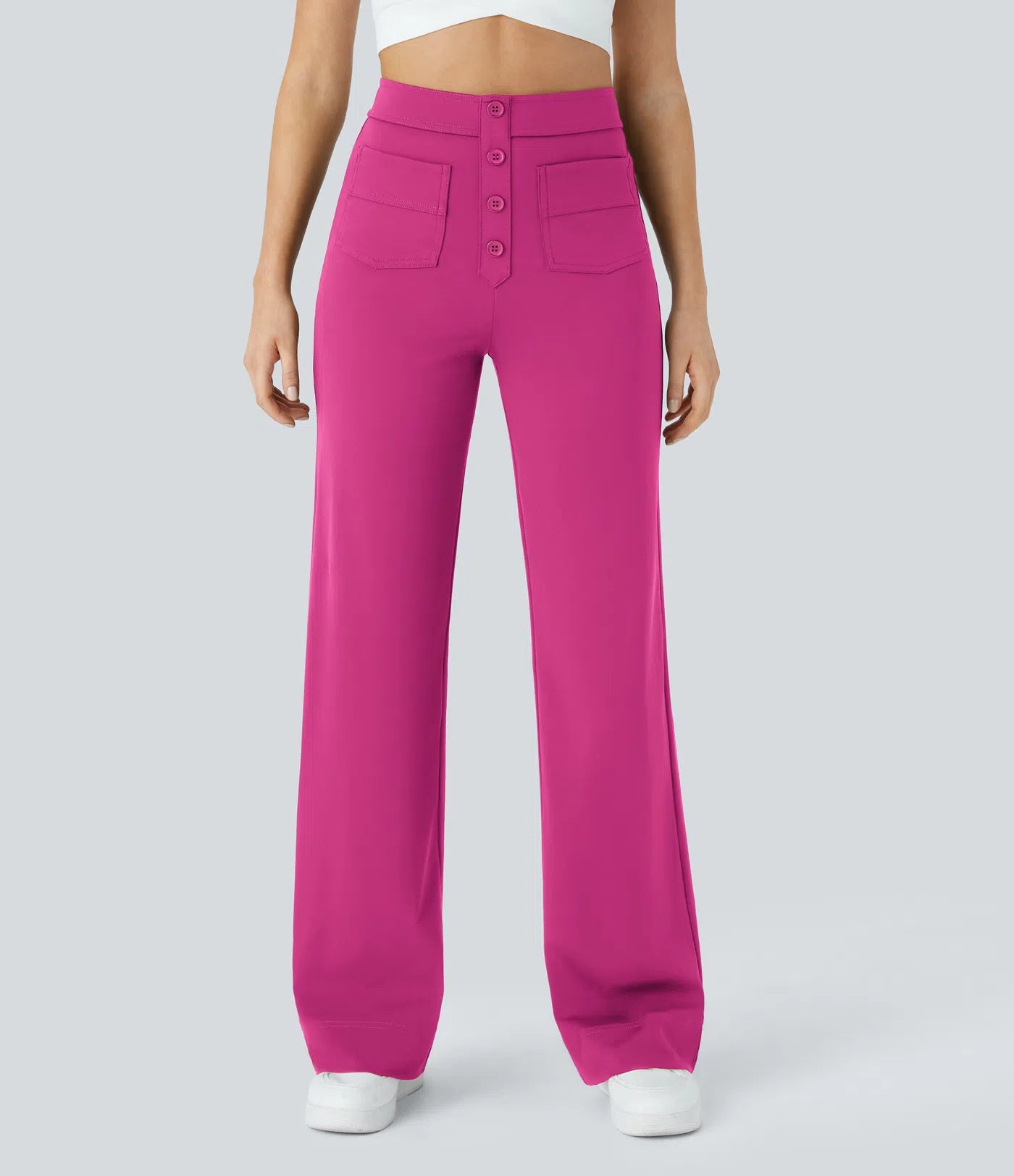 Noé – Pantalon large taille haute à boutons
