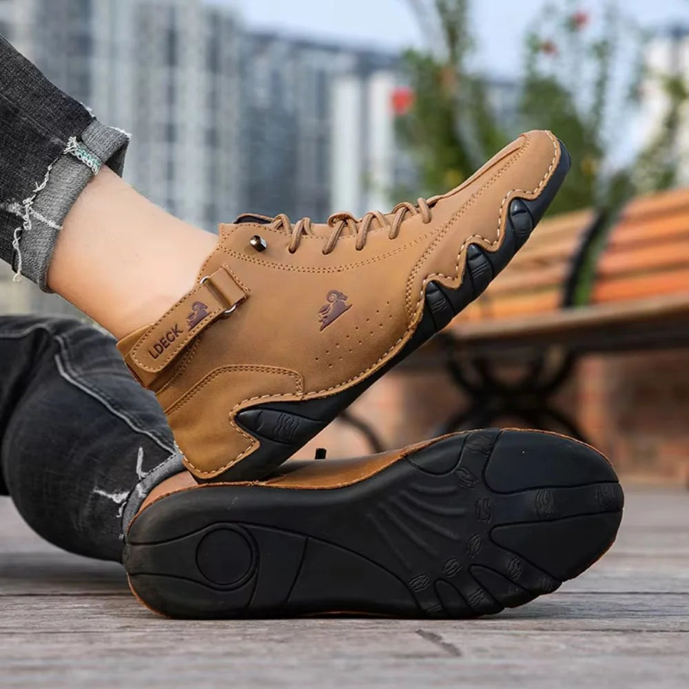 Nicolas - Mocassins en cuir à scratch pour homme