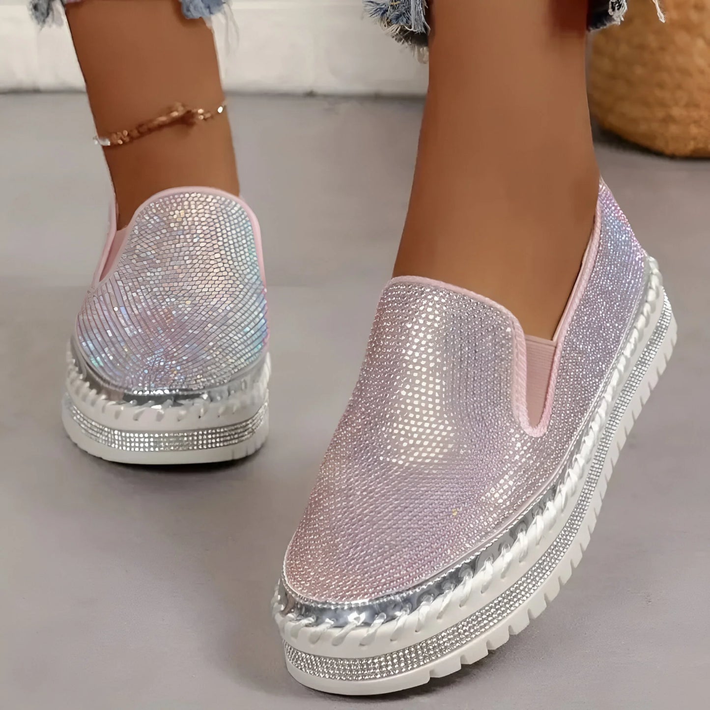 Marcelline – Baskets à plateforme et strass