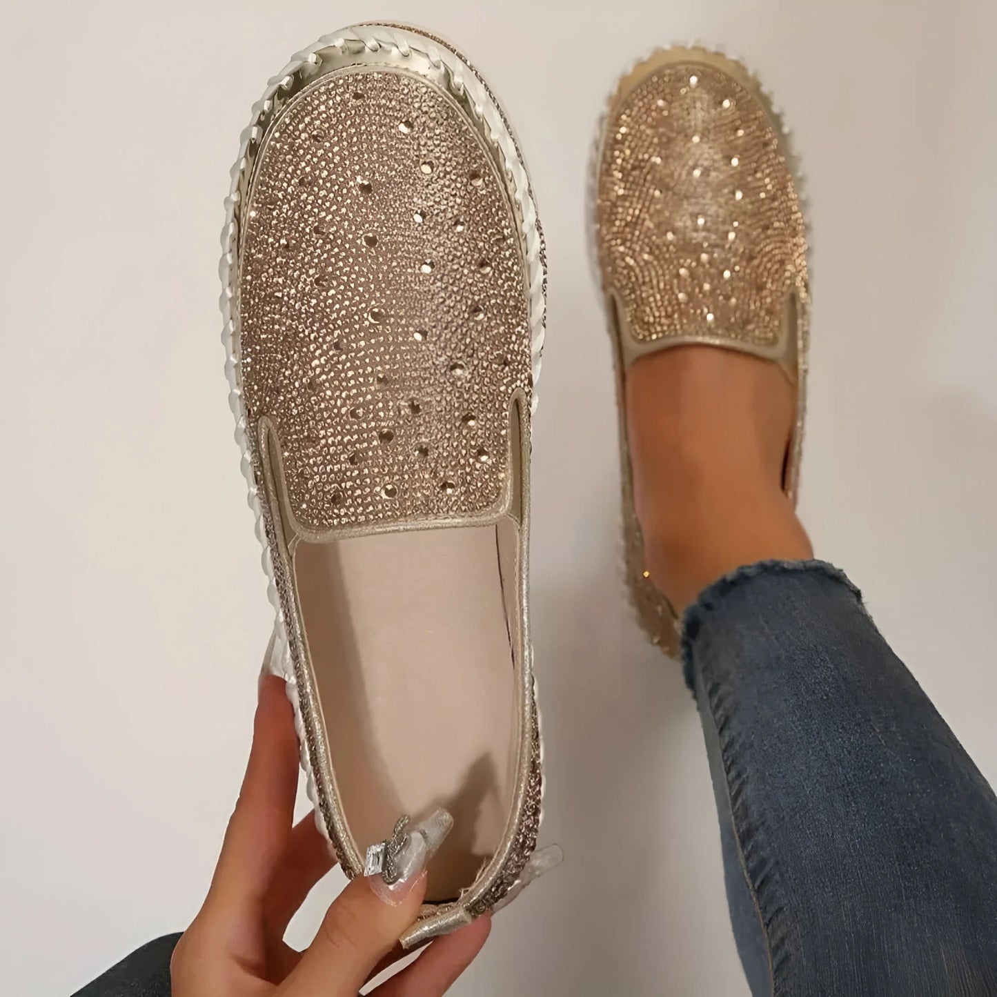 Marcelline – Baskets à plateforme et strass