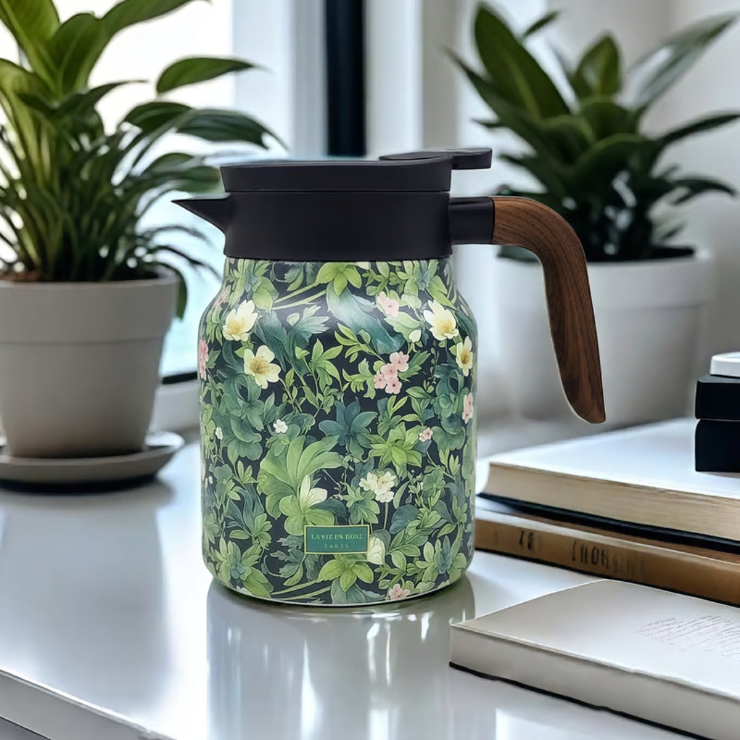 Jardin – Thermos floral avec poignée à double texture