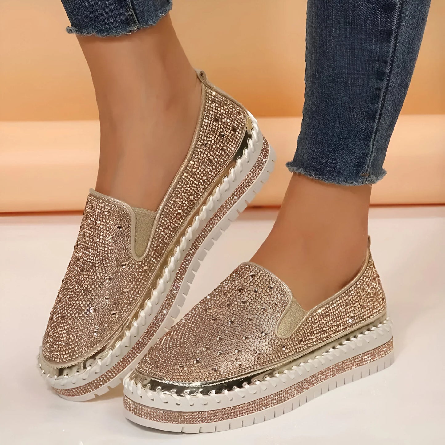 Marcelline – Baskets à plateforme et strass