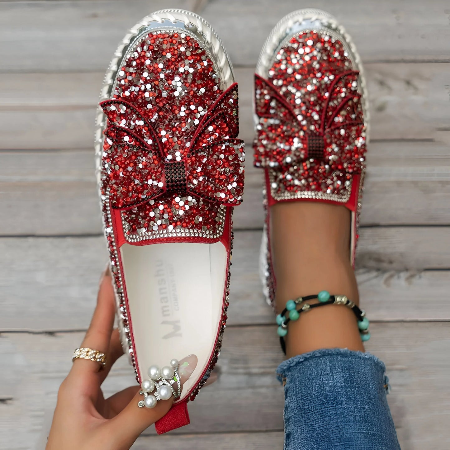 Isabeau – Mocassins décontractés ornés d'un nœud en strass