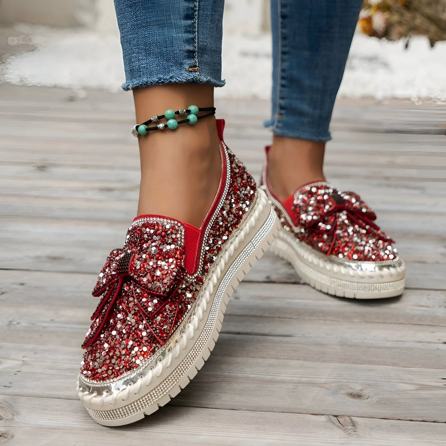 Isabeau – Mocassins décontractés ornés d'un nœud en strass