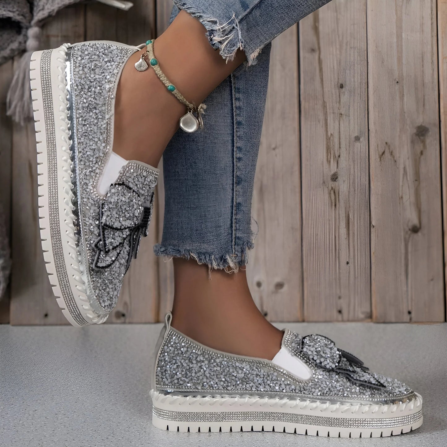 Isabeau – Mocassins décontractés ornés d'un nœud en strass