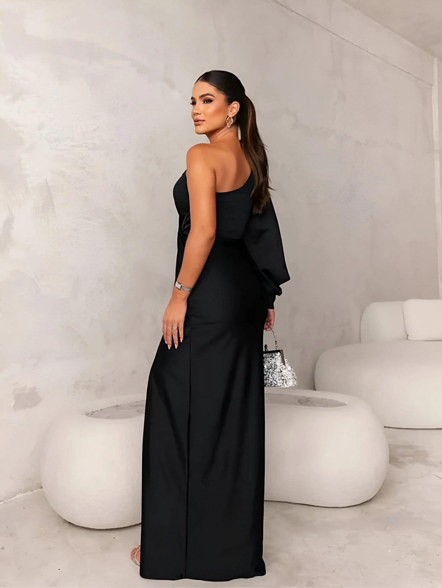 Mireille - Robe de soirée asymétrique fendue sur le côté
