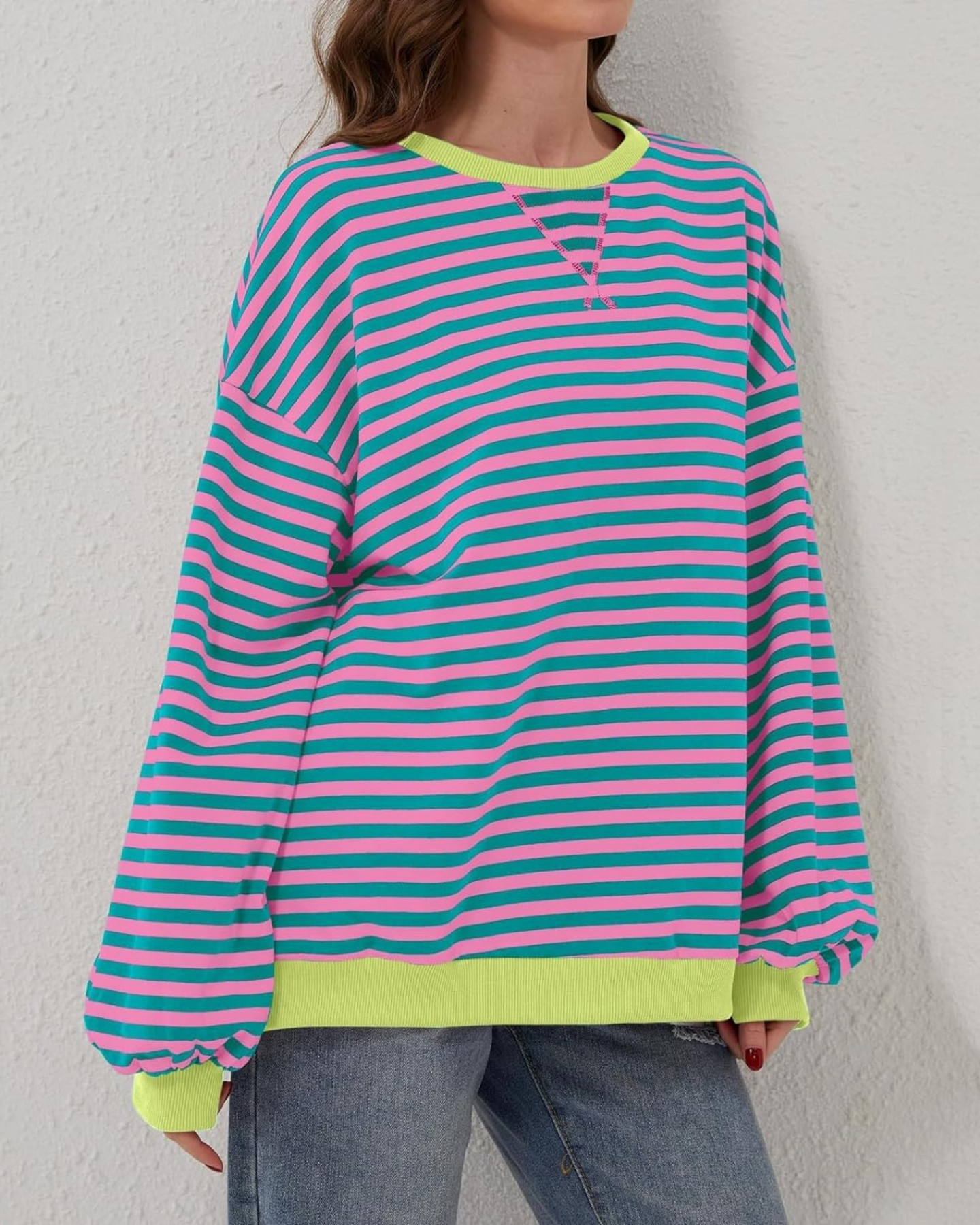 DUA | SWEAT-SHIRT RAYÉ OVERSIZE À MANCHES LONGUES