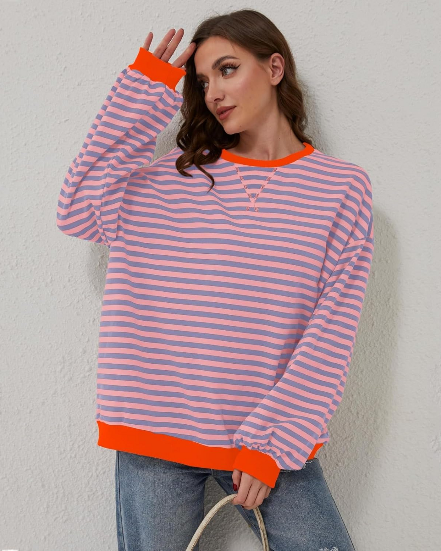 DUA | SWEAT-SHIRT RAYÉ OVERSIZE À MANCHES LONGUES