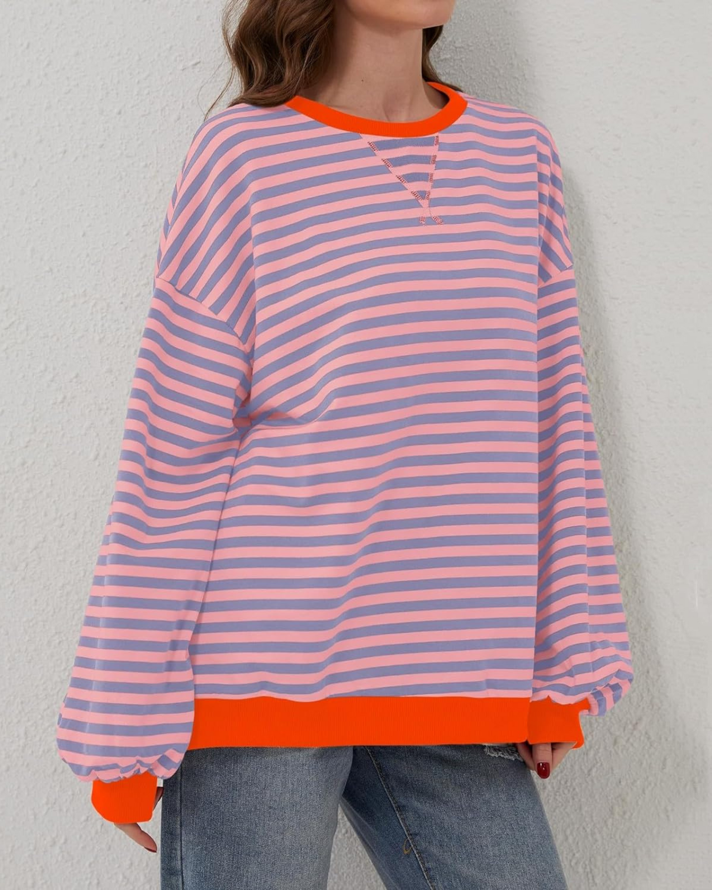 DUA | SWEAT-SHIRT RAYÉ OVERSIZE À MANCHES LONGUES