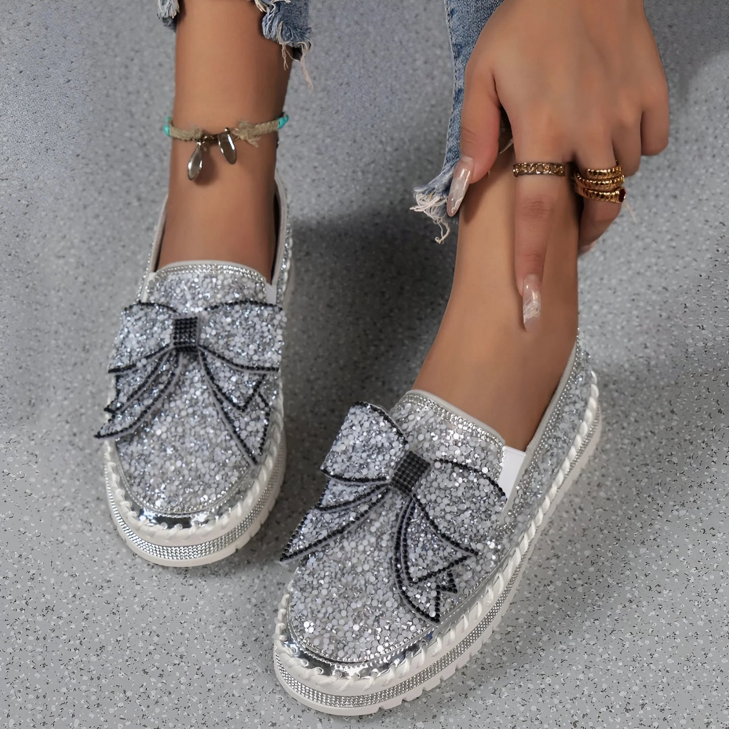 Isabeau – Mocassins décontractés ornés d'un nœud en strass