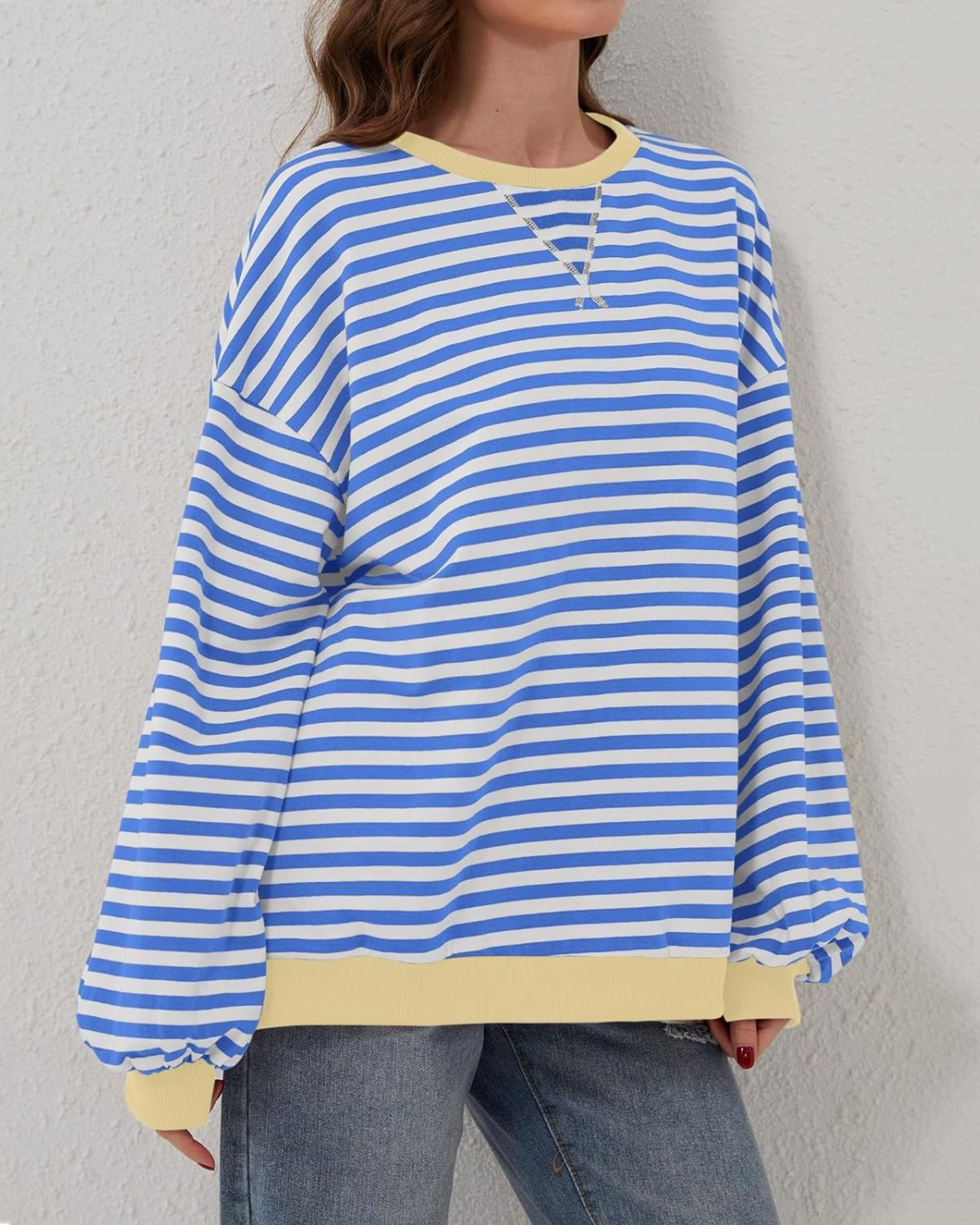 DUA | SWEAT-SHIRT RAYÉ OVERSIZE À MANCHES LONGUES