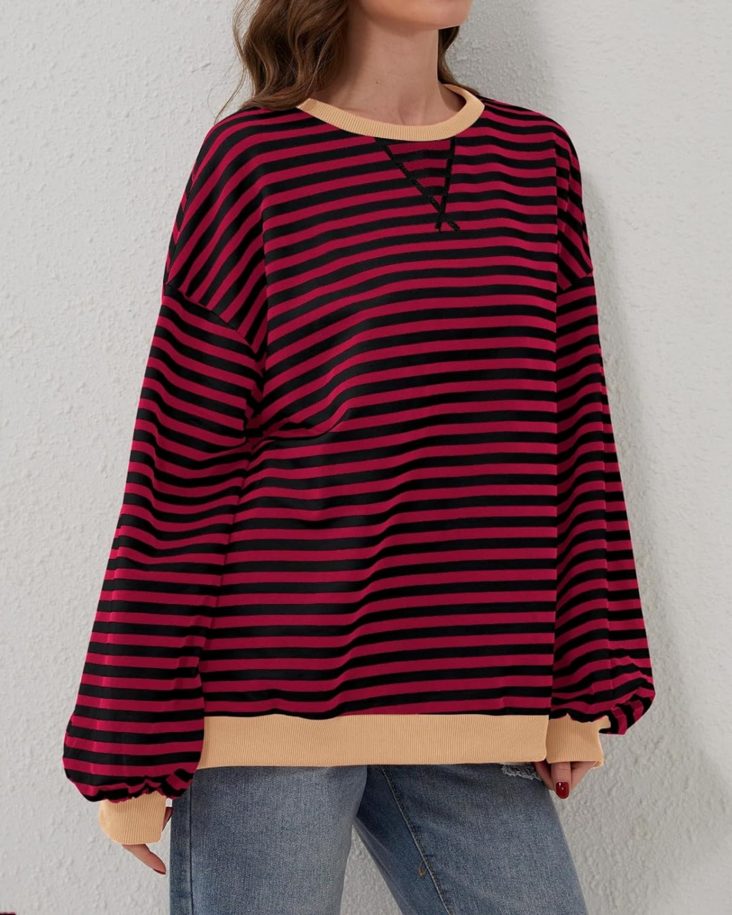 DUA | SWEAT-SHIRT RAYÉ OVERSIZE À MANCHES LONGUES