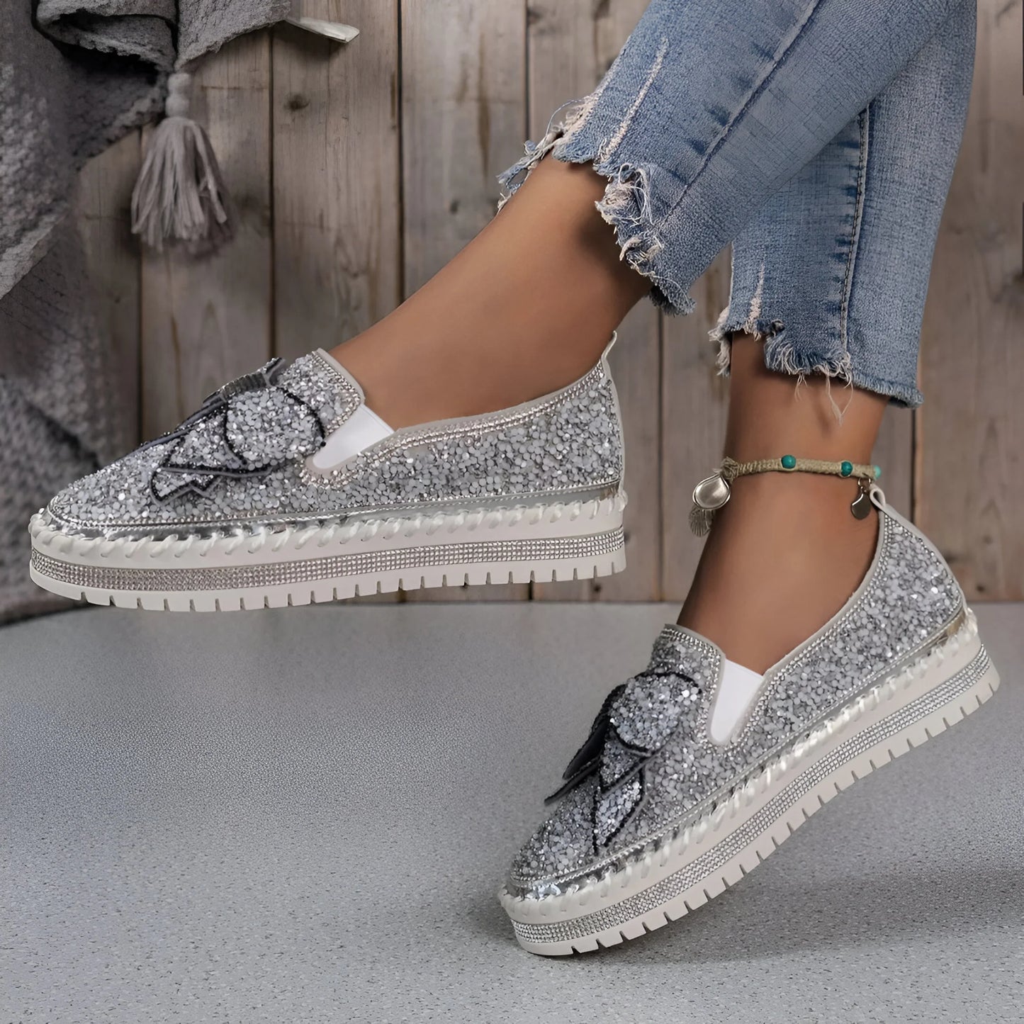 Isabeau – Mocassins décontractés ornés d'un nœud en strass