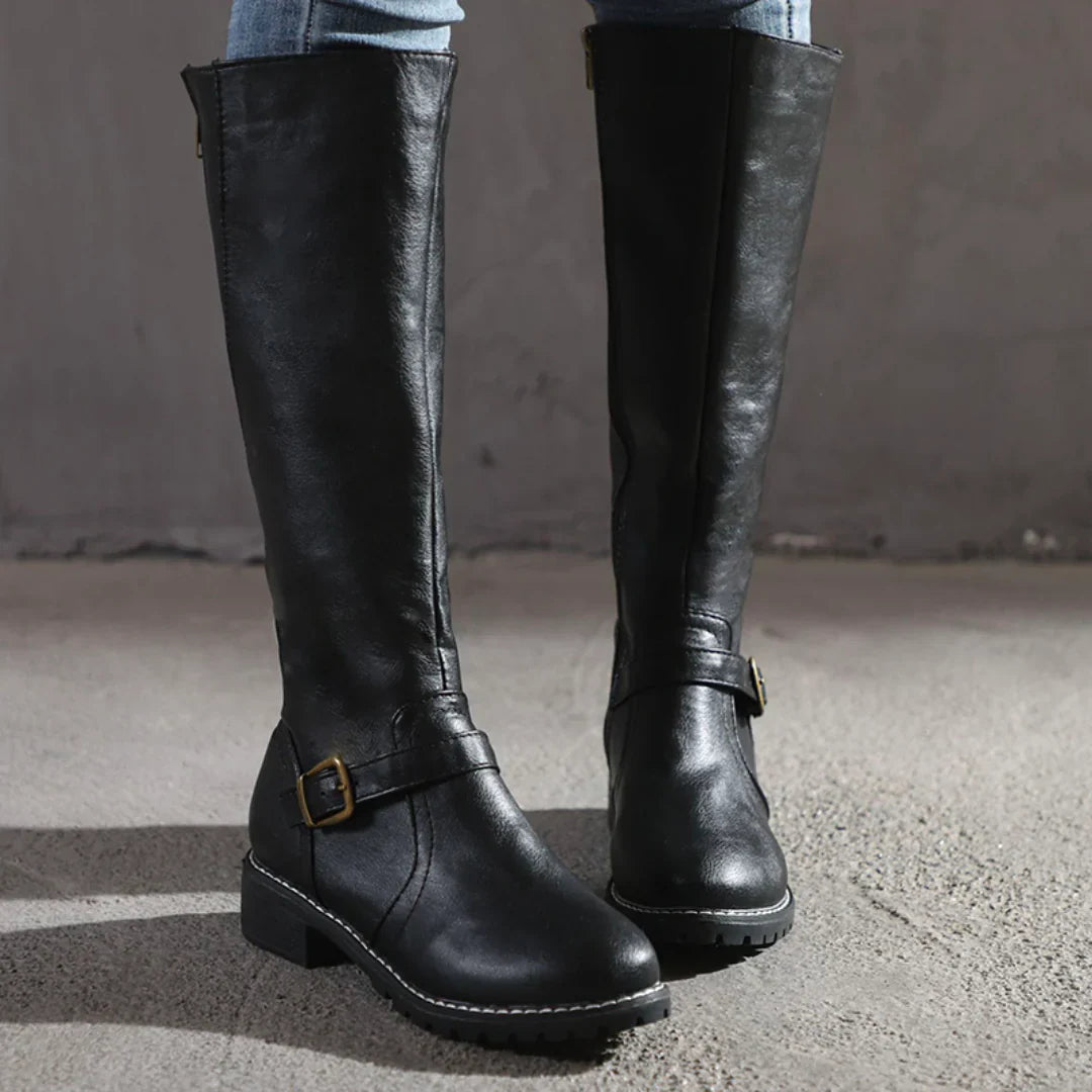 Mette – Bottes hautes en cuir résistantes aux intempéries