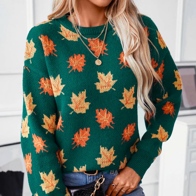 Ylva – Pull à motif feuille d'érable