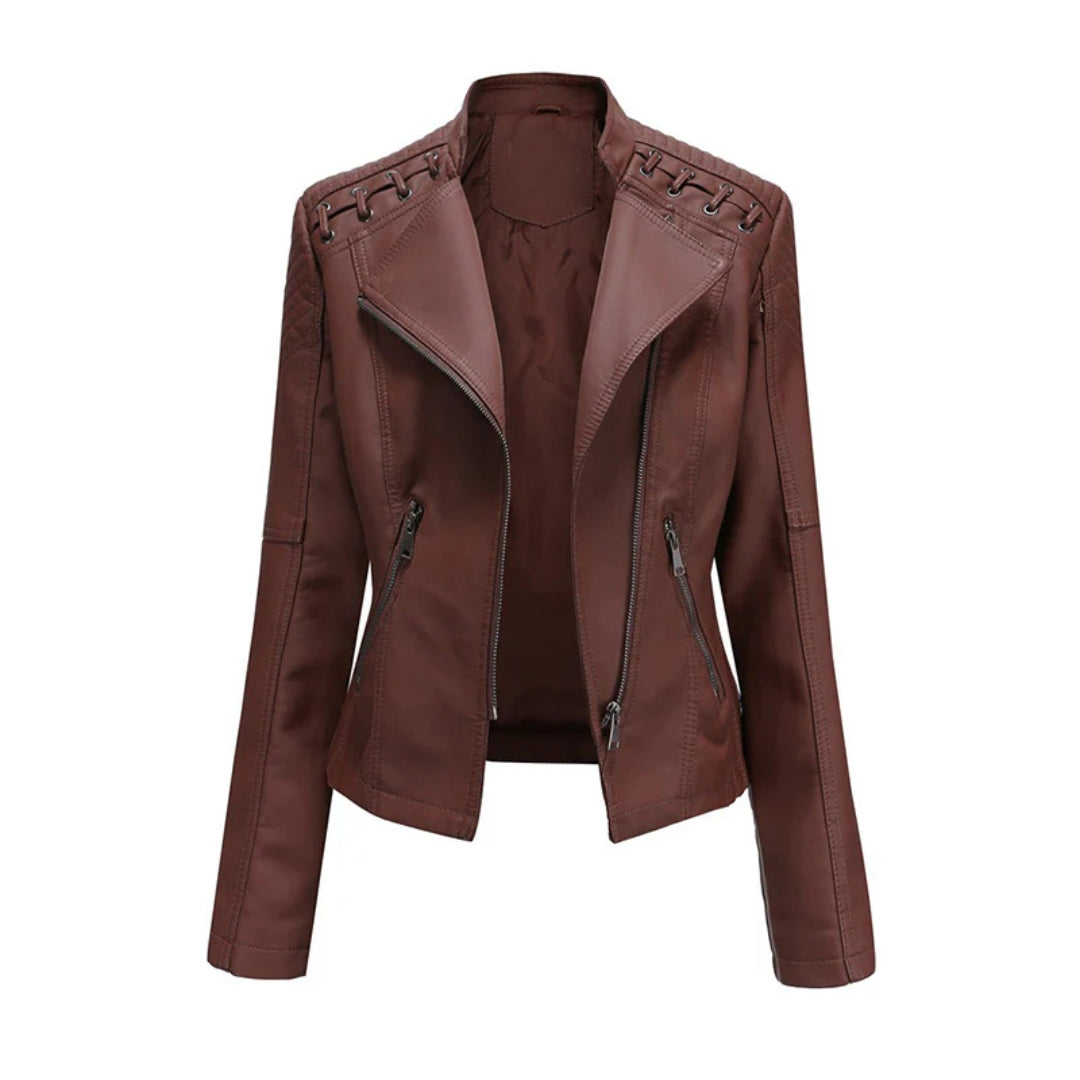 Camille – Veste classique en cuir d'agneau