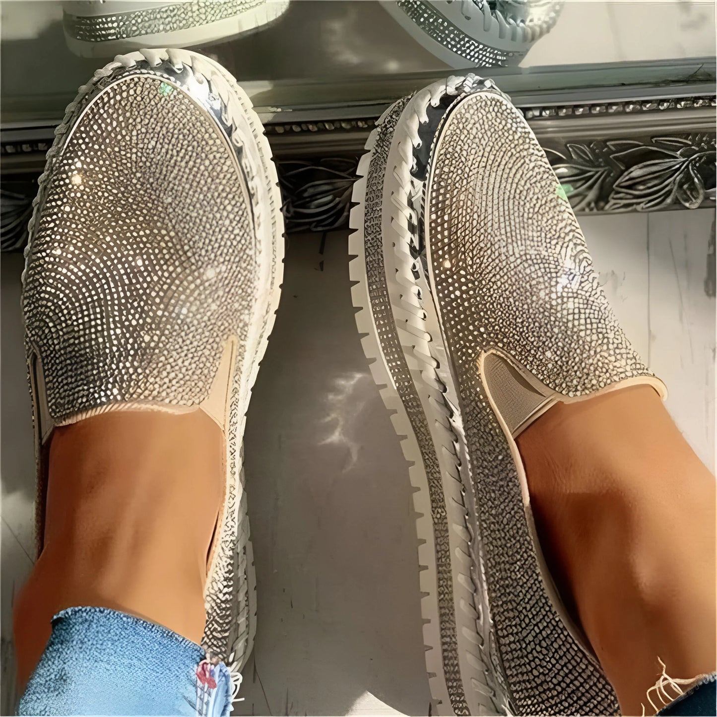 Marcelline – Baskets à plateforme et strass