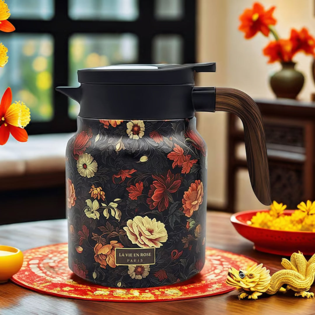 Jardin – Thermos floral avec poignée à double texture