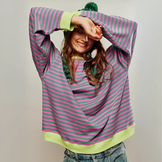 Jorunn – Sweat-shirt oversize à rayures pour un confort décontracté