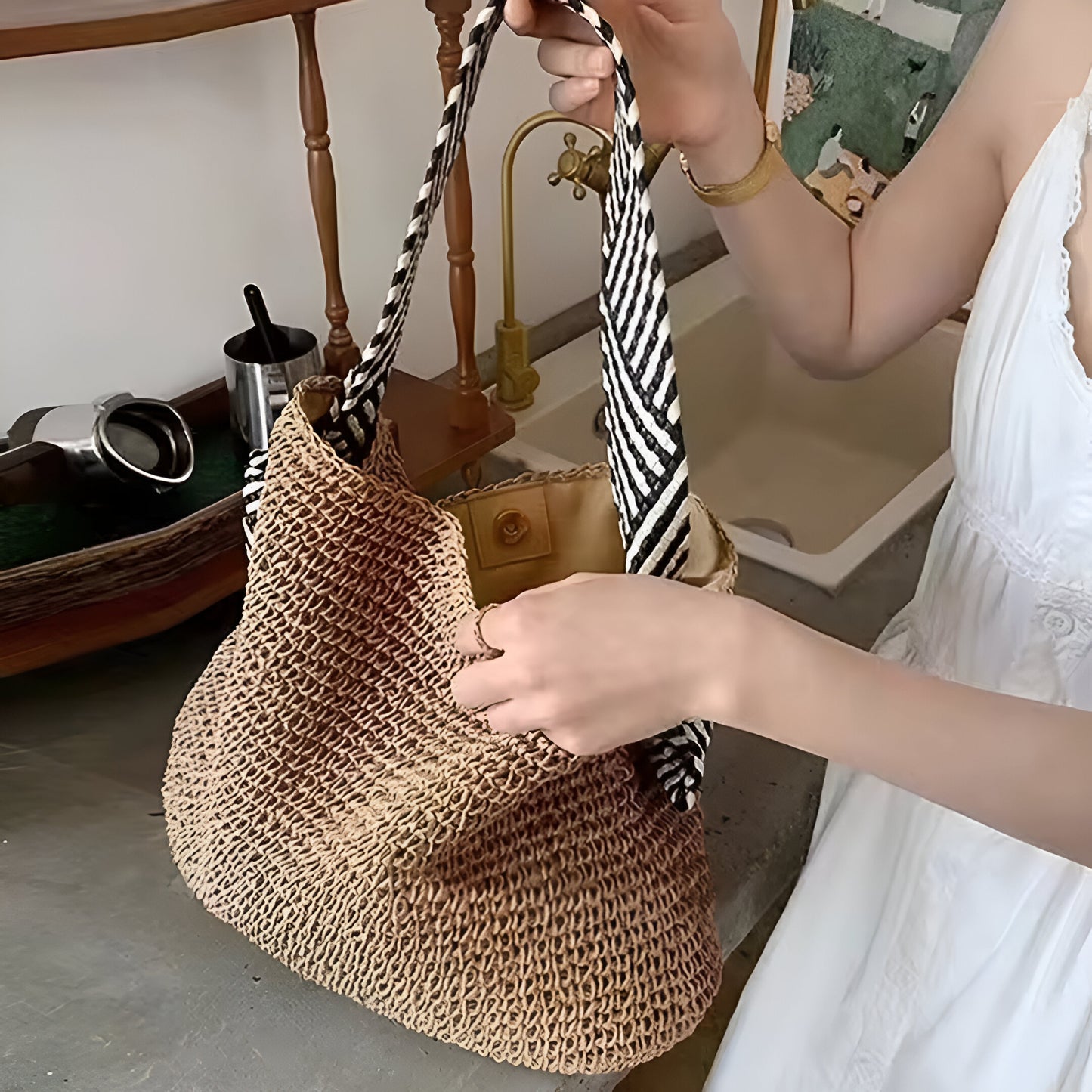 Marceau – Sac fourre-tout bohème tissé à la main
