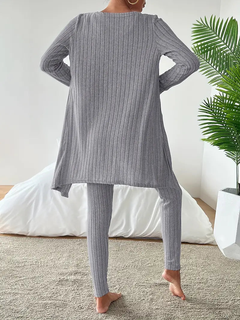 Starowita - Ensemble en tricot côtelé avec cardigan et haut