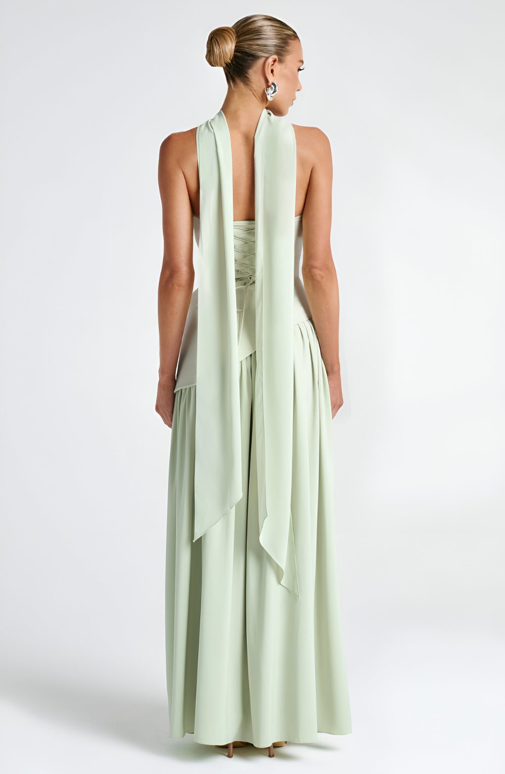 Isaline – Robe longue bustier en mousseline contrastée