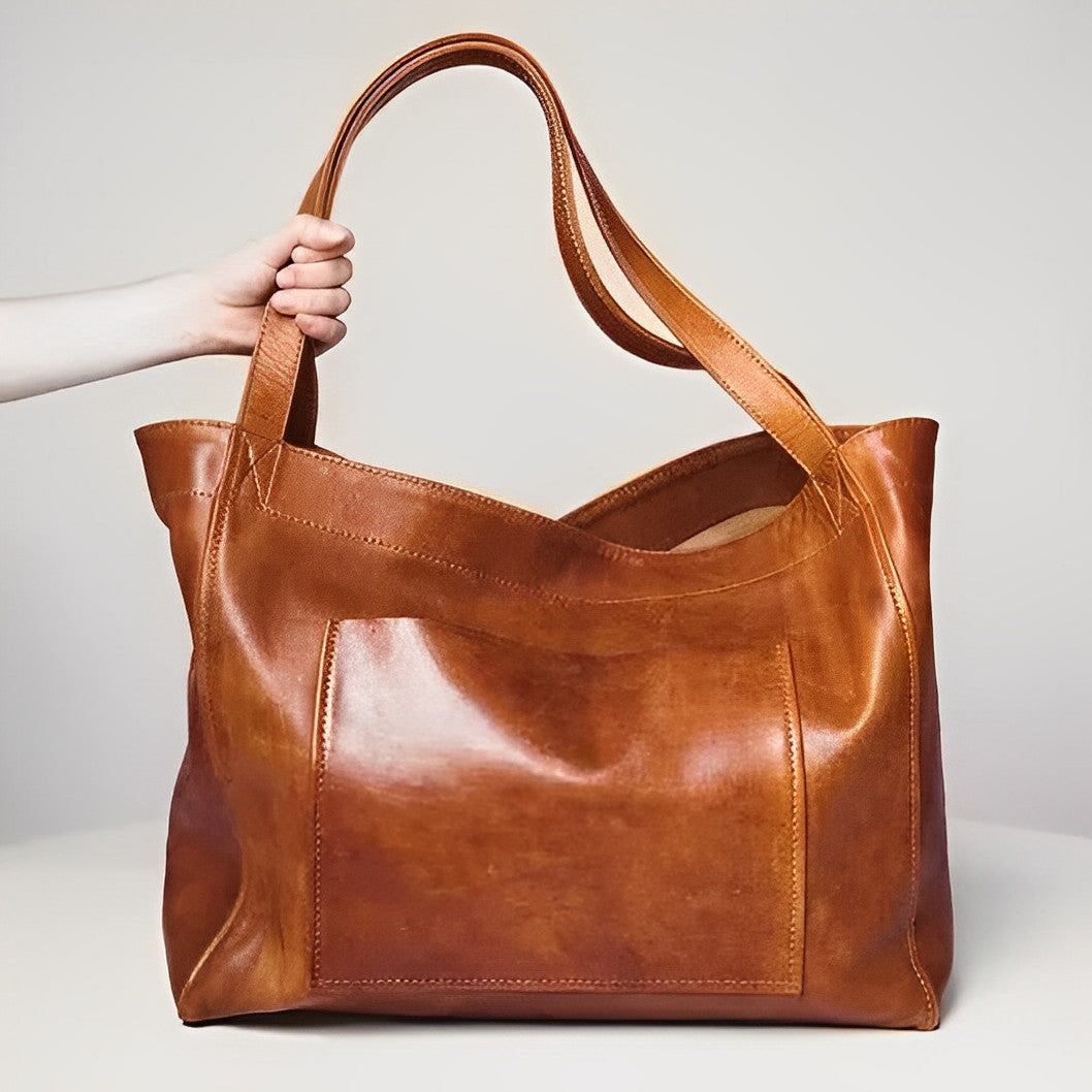 Łucja - Grand sac à main en cuir vintage