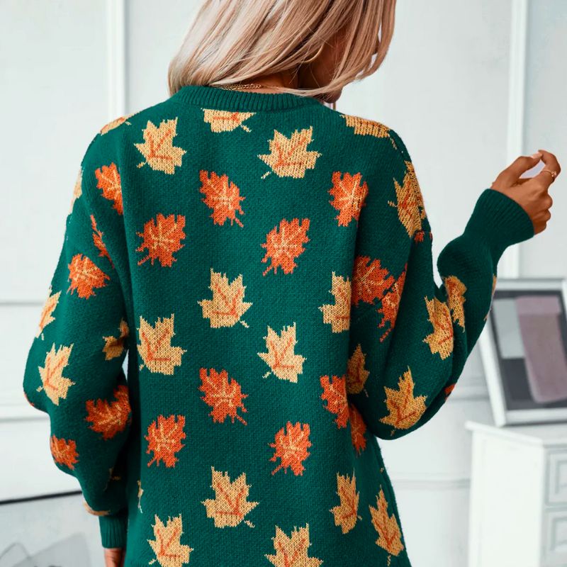 Ylva – Pull à motif feuille d'érable