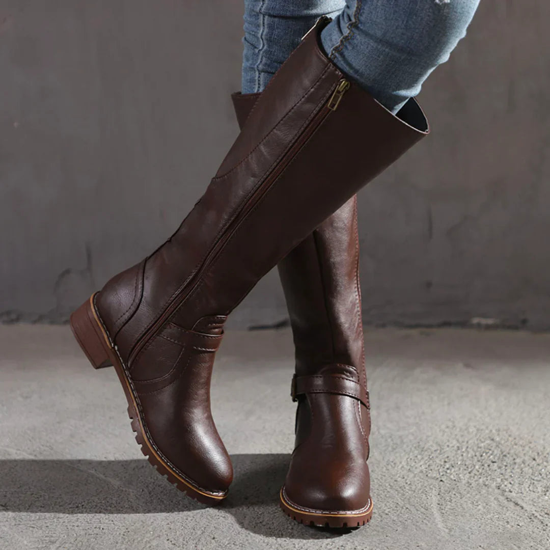 Mette – Bottes hautes en cuir résistantes aux intempéries