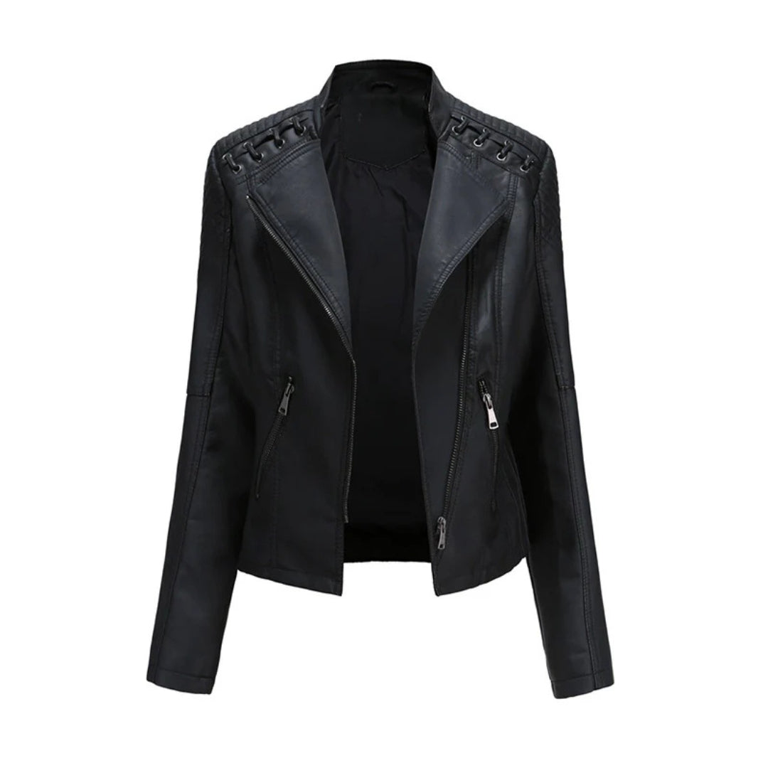 Camille – Veste classique en cuir d'agneau