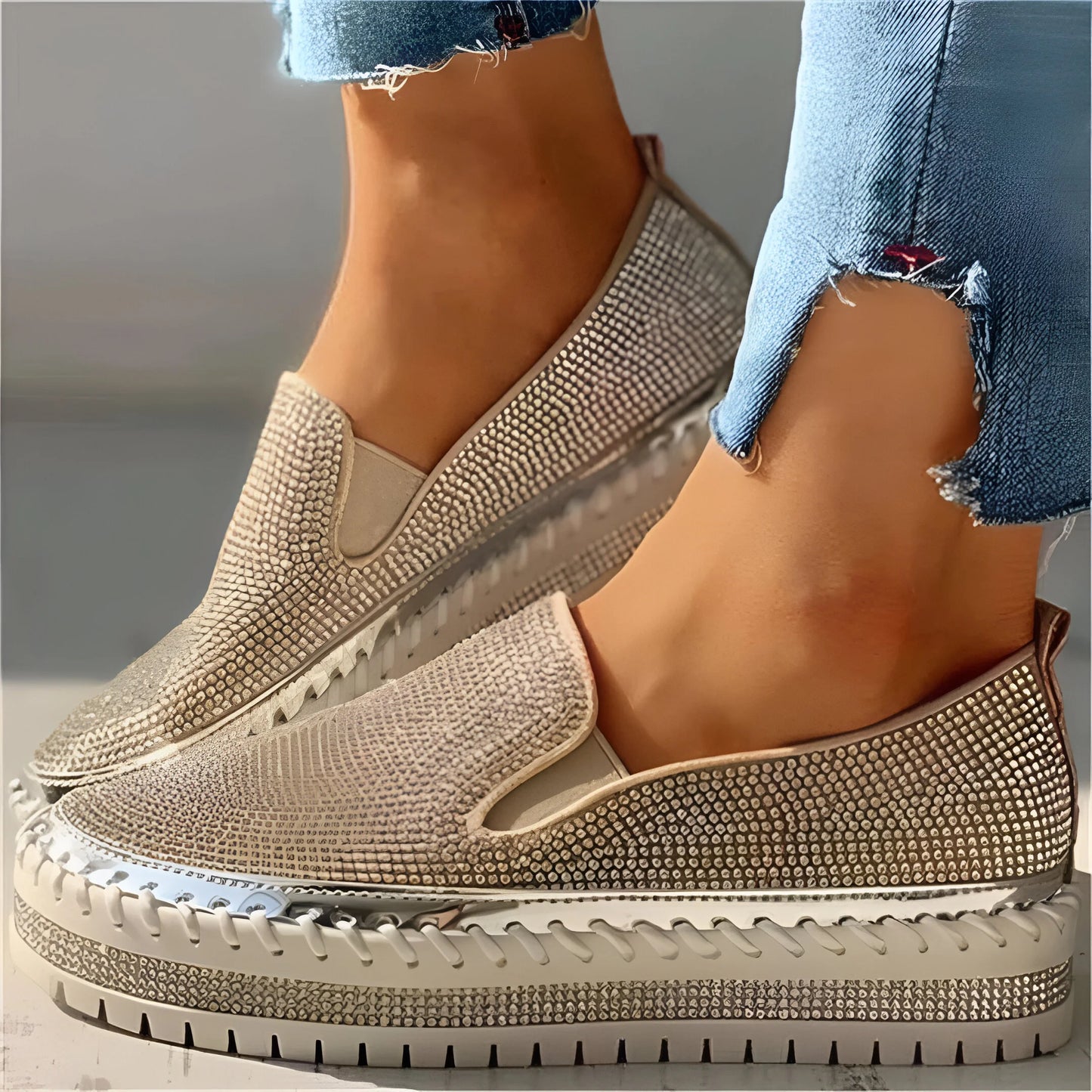 Marcelline – Baskets à plateforme et strass