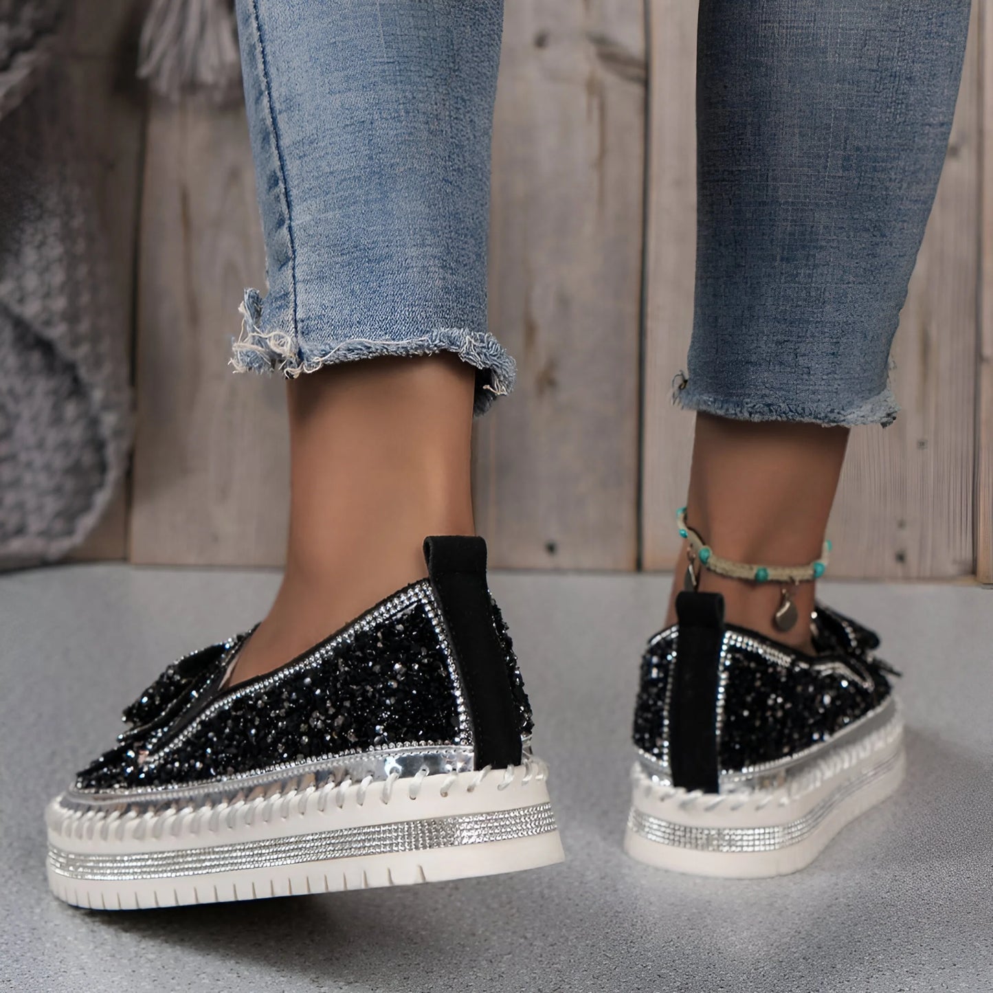 Isabeau – Mocassins décontractés ornés d'un nœud en strass