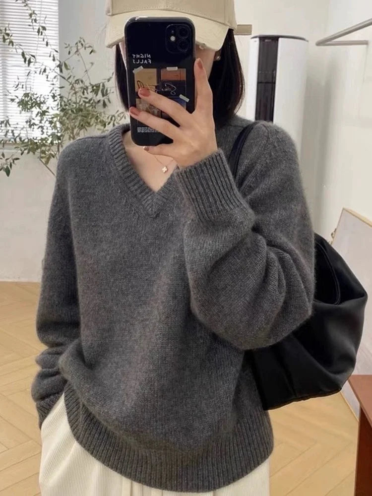 Céline - Pull col V en pure laine