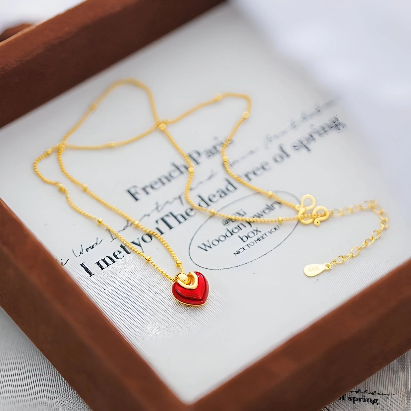 Maëva - Collier Luxe Cœur Rouge Émaillé