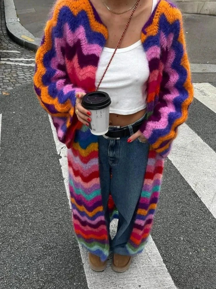 Maelle – Maxi Cardigan Multicolore (Édition Limitée)