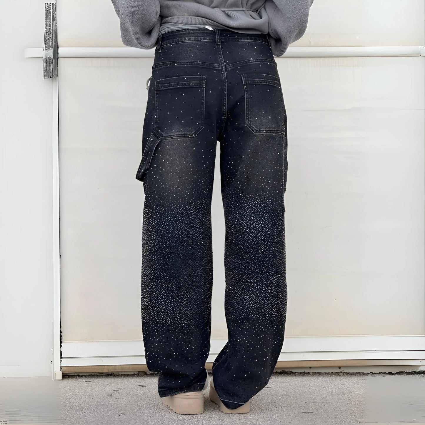 Stella – Jean large délavé pailleté