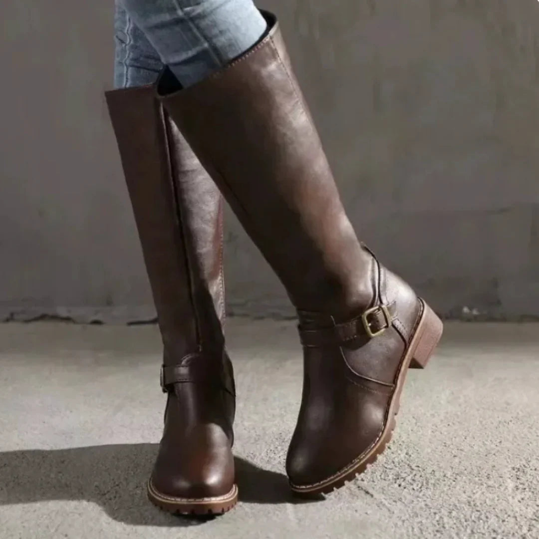 Mette – Bottes hautes en cuir résistantes aux intempéries