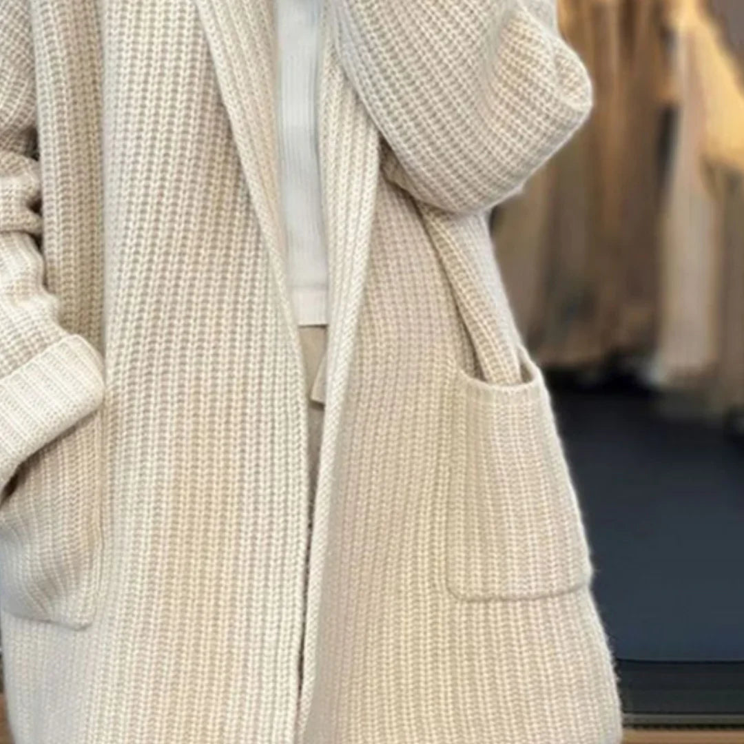 Lise – Gilet long en maille pour femme