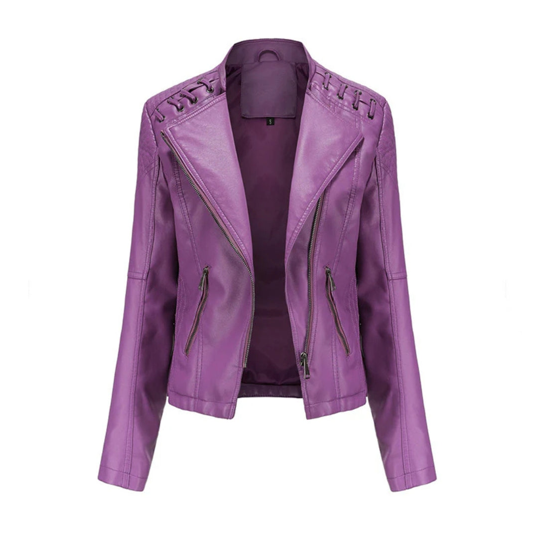 Camille – Veste classique en cuir d'agneau