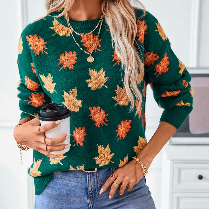 Ylva – Pull à motif feuille d'érable