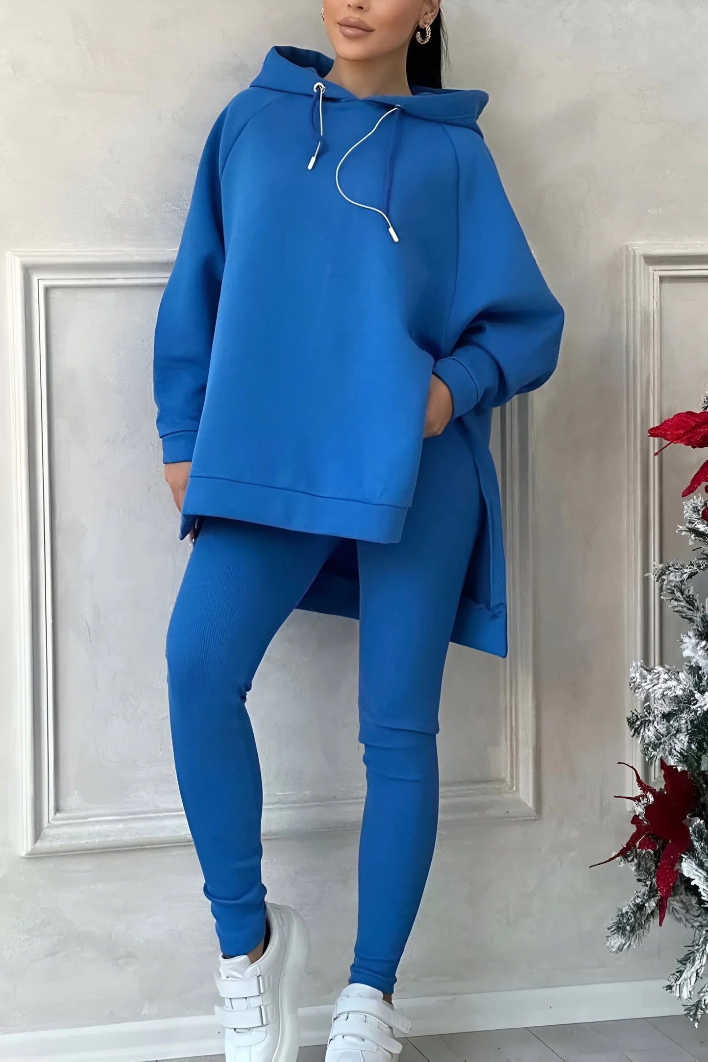 Sophie - Ensemble sweat à capuche et jogging à ourlet fendu