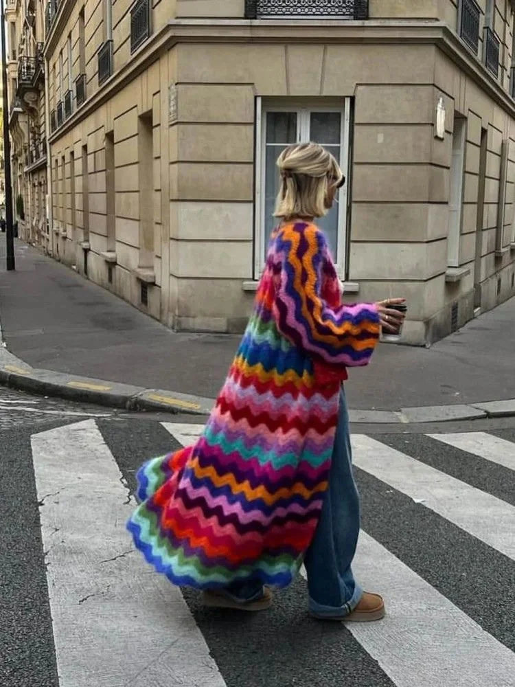 Maelle – Maxi Cardigan Multicolore (Édition Limitée)
