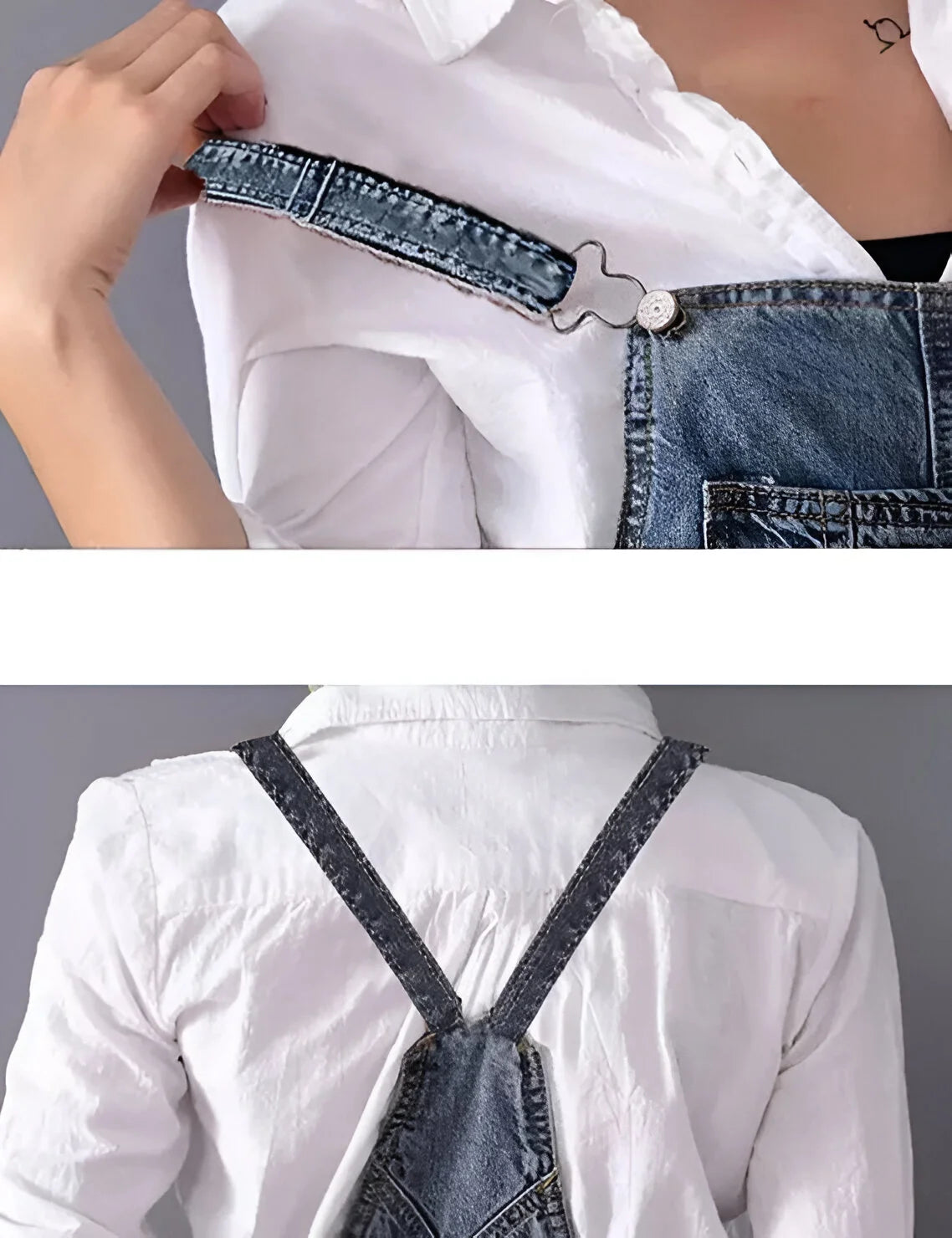 Aurélie - Robe salopette en jean effet vieilli pour femme
