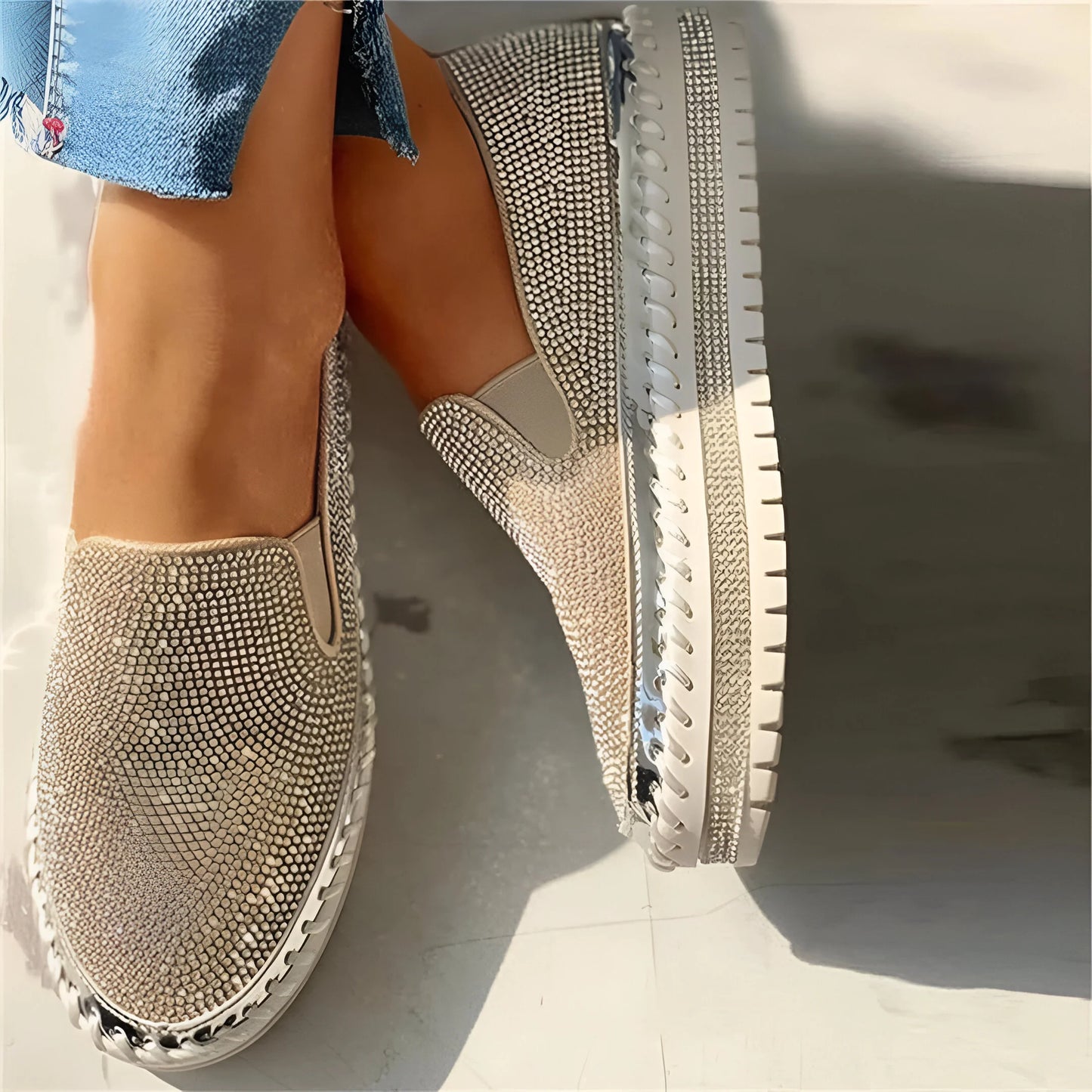 Marcelline – Baskets à plateforme et strass