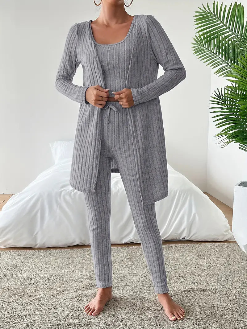 Starowita - Ensemble en tricot côtelé avec cardigan et haut
