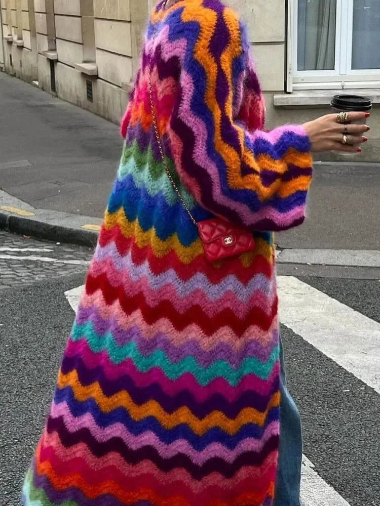 Maelle – Maxi Cardigan Multicolore (Édition Limitée)