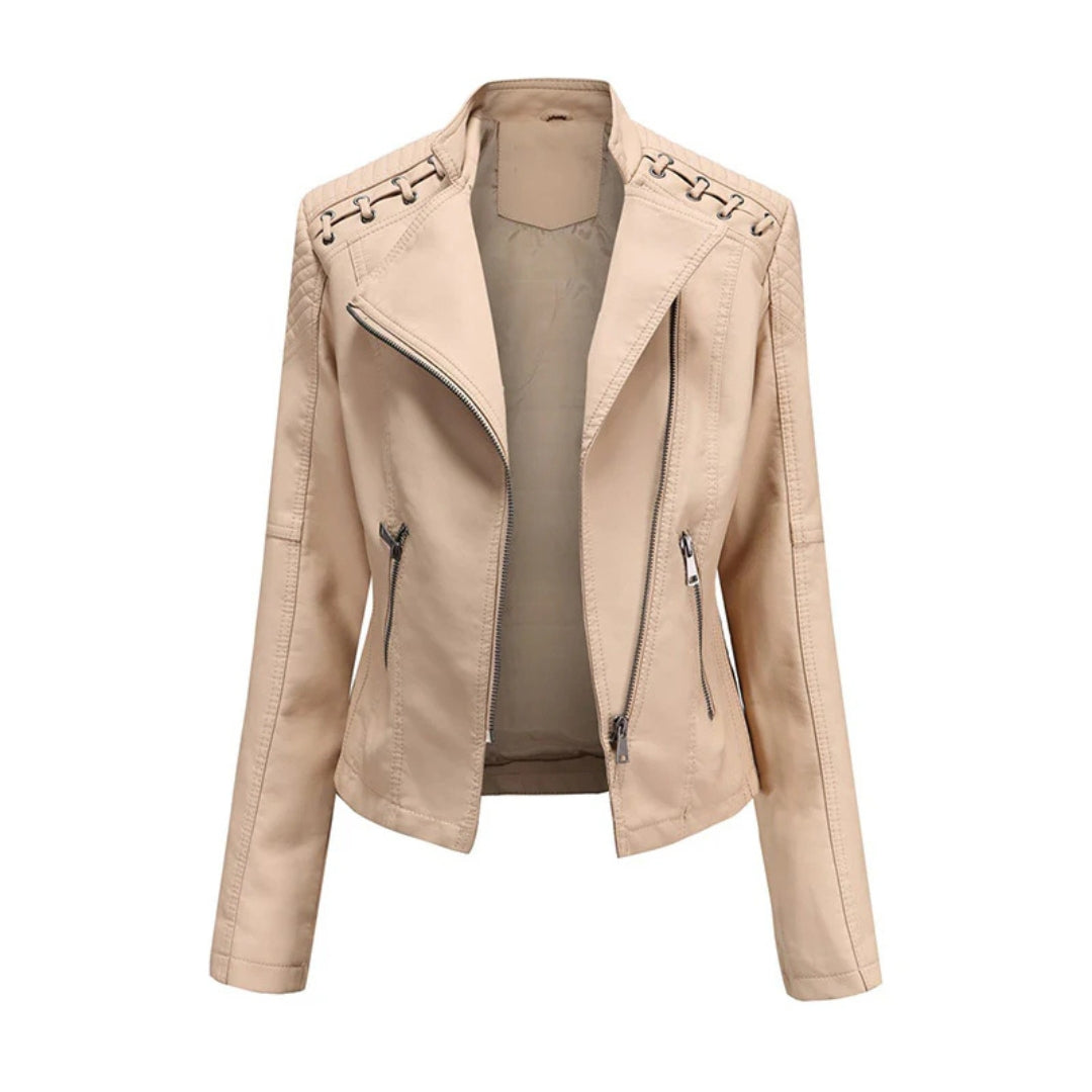 Camille – Veste classique en cuir d'agneau