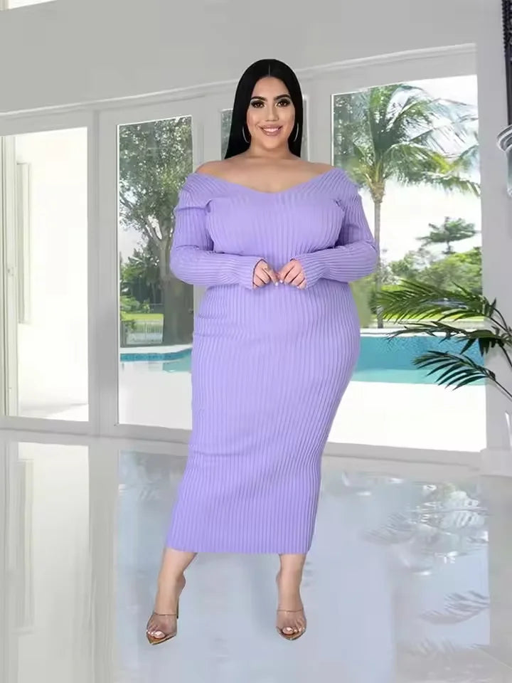 Robe pull mi-longue côtelée à épaules dénudées Chloé