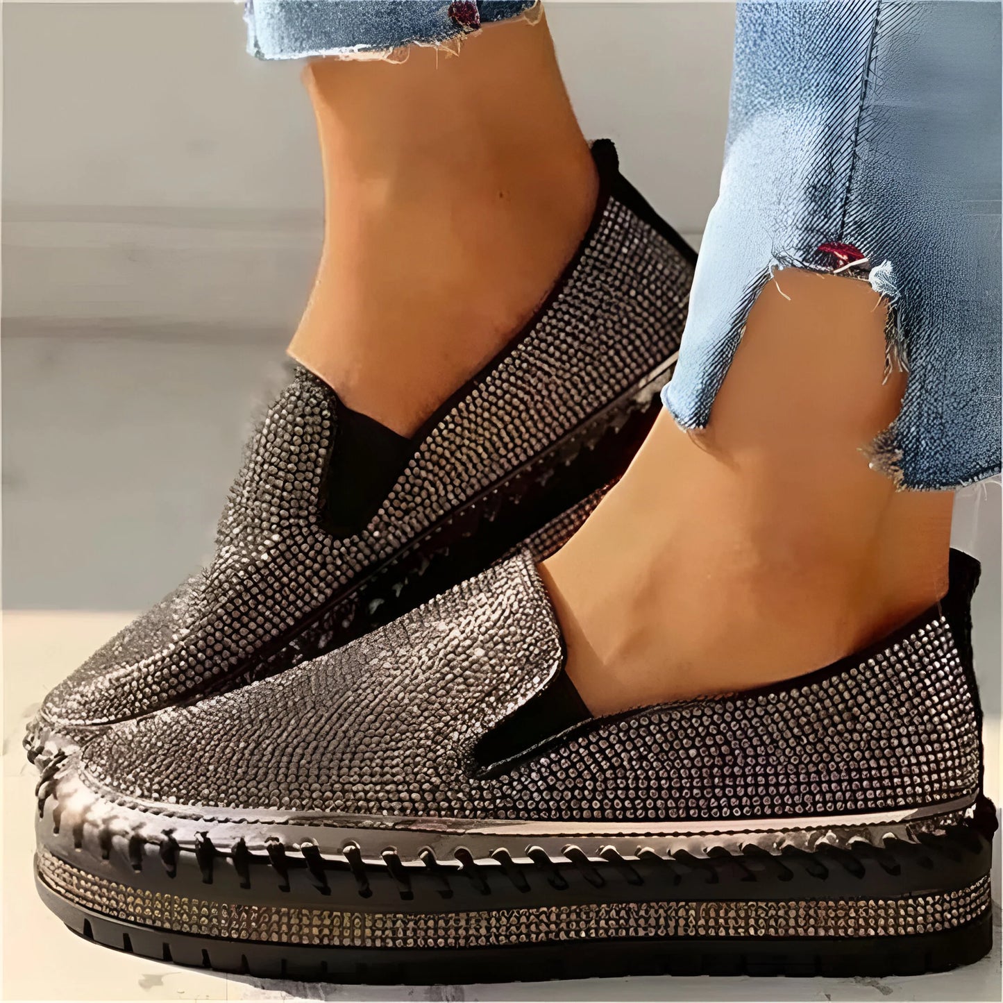Marcelline – Baskets à plateforme et strass